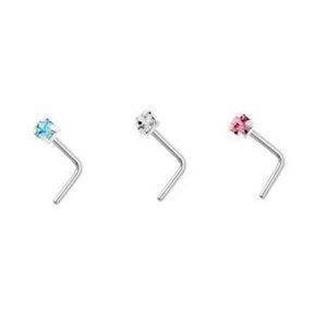 Bodifine Sterling Silver Set of 3 Crystal Nose Studs Assorted
